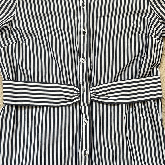1901 Navy White Striped Button Down Shirt Dress, 100% cotton,  Size 10 - Picture 7 of 13